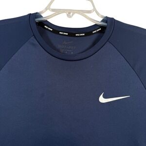 Nike Swim Shirt Mens Large Navy Blue Dri-FIT UPF 40+ Raglan Rash Guard